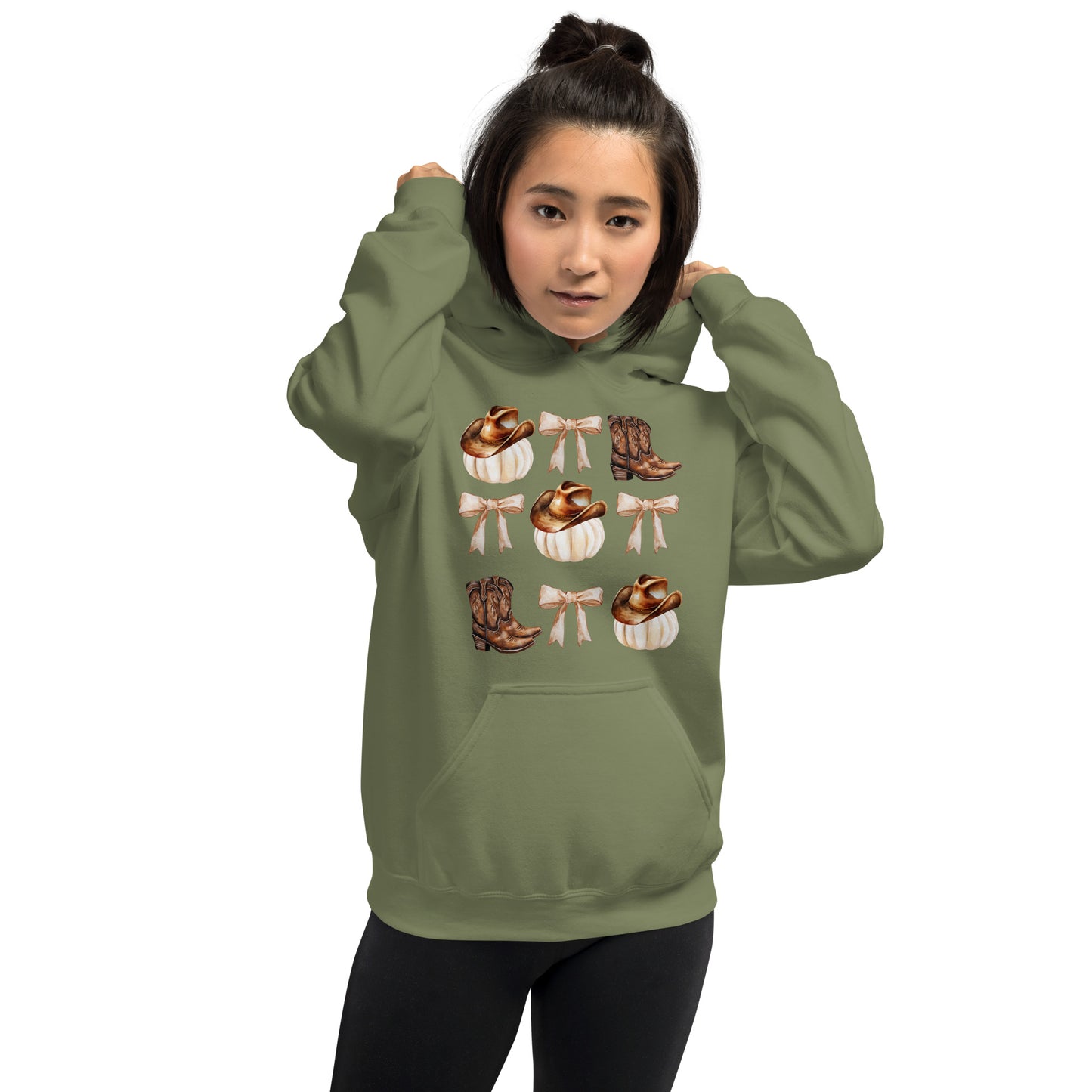 White Pumpkins, Boots-n-Bows Unisex Hoodie