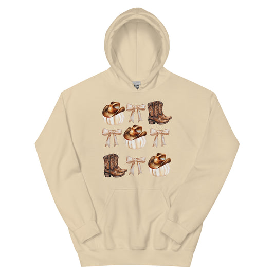 White Pumpkins, Boots-n-Bows Unisex Hoodie
