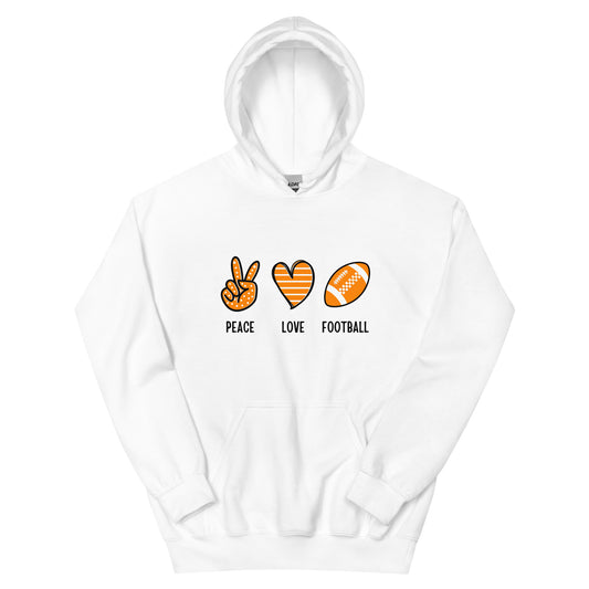 Peace, Love, Big Orange Football Unisex Hoodie