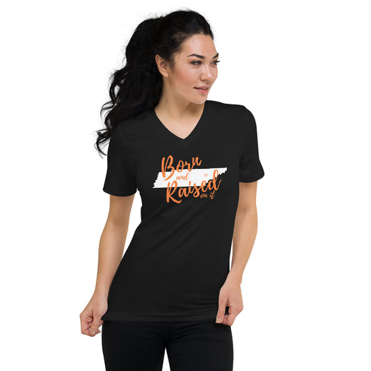 Born and Raised TN Unisex Short Sleeve V-Neck T-Shirt