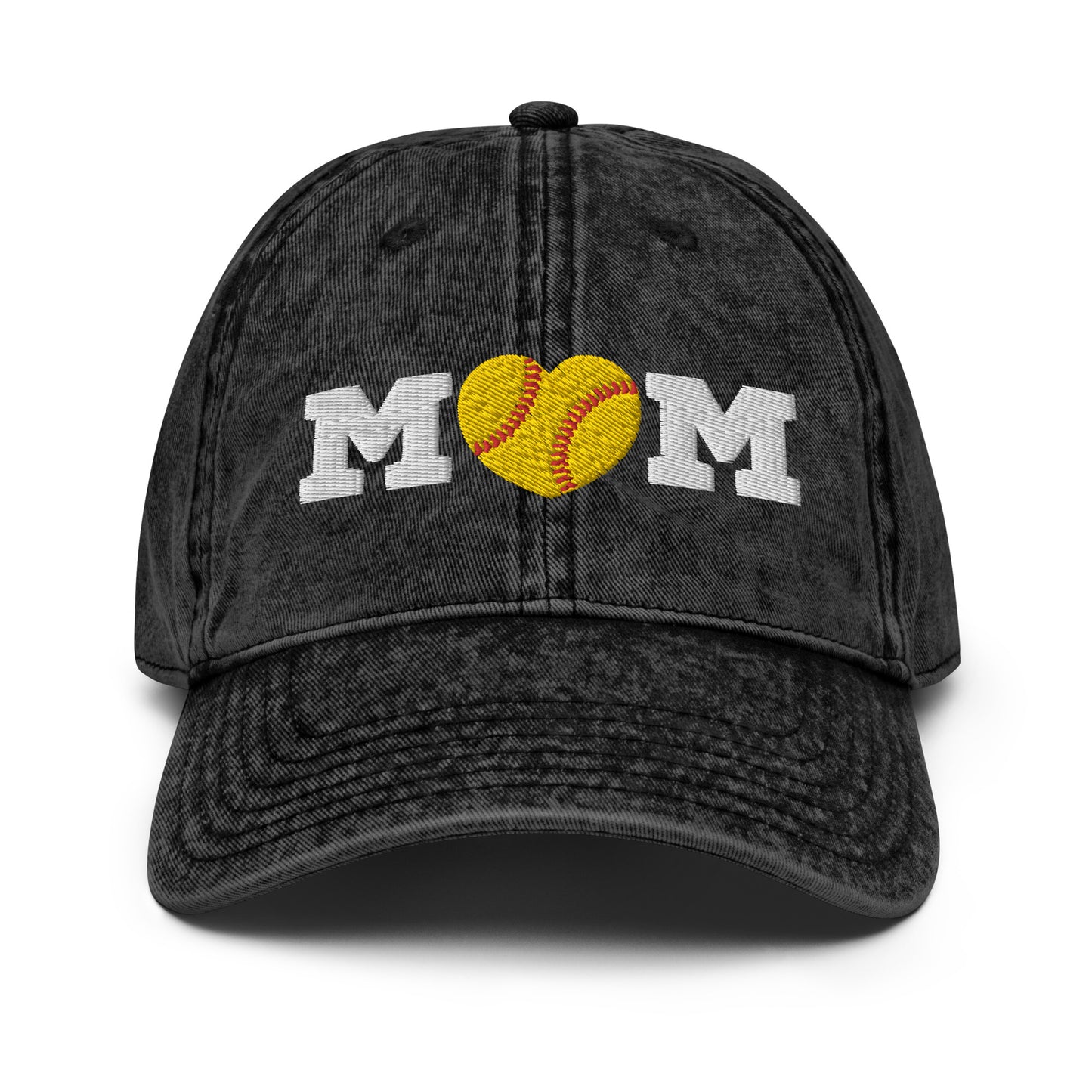 Softball Mom Heart Vintage Cotton Twill Cap