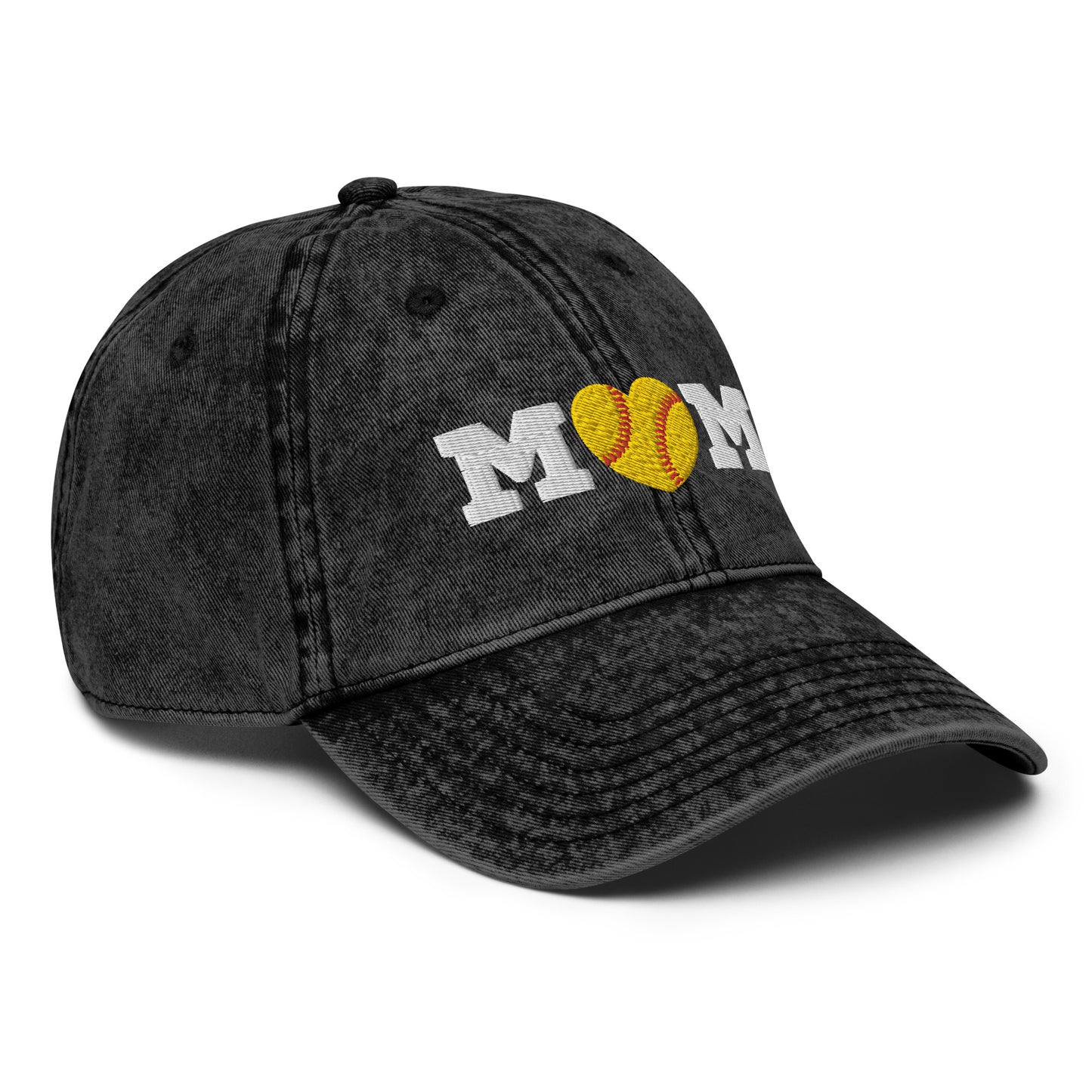 Softball Mom Heart Vintage Cotton Twill Cap