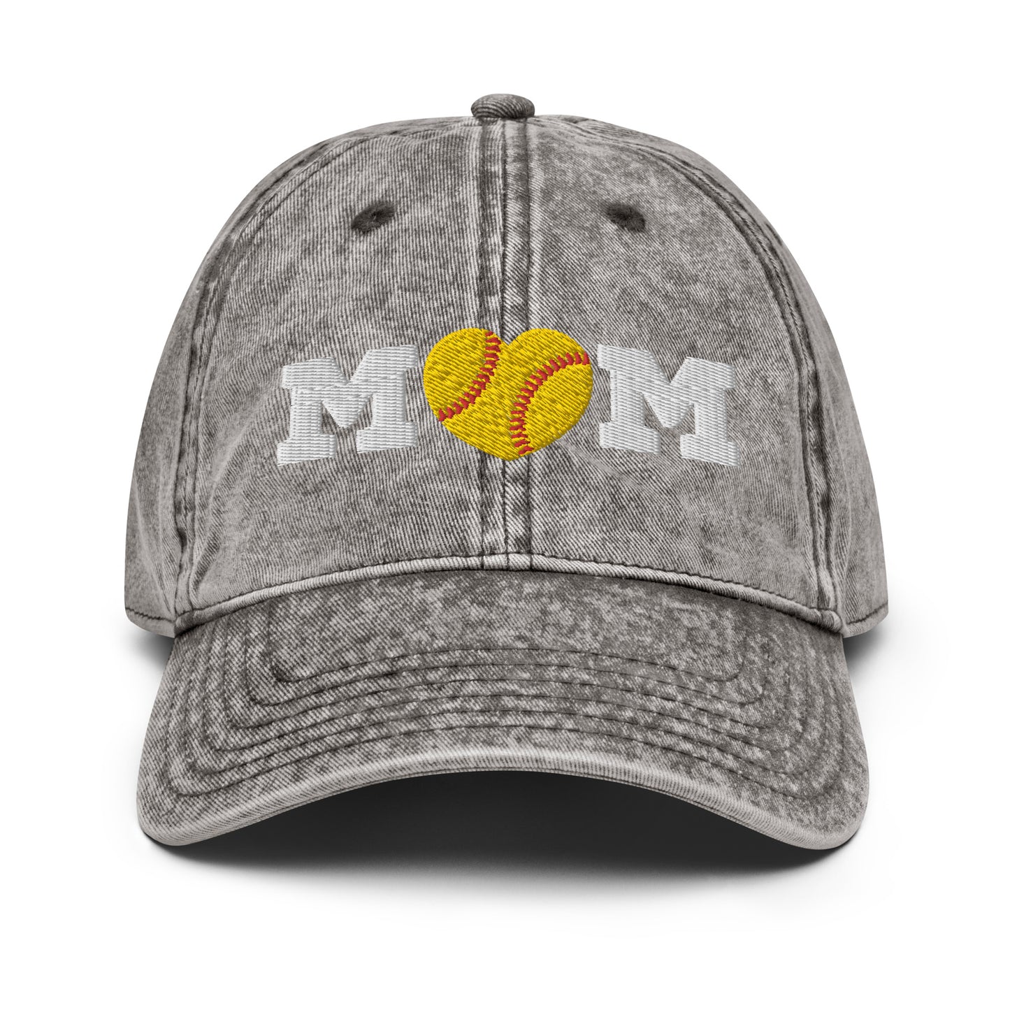 Softball Mom Heart Vintage Cotton Twill Cap