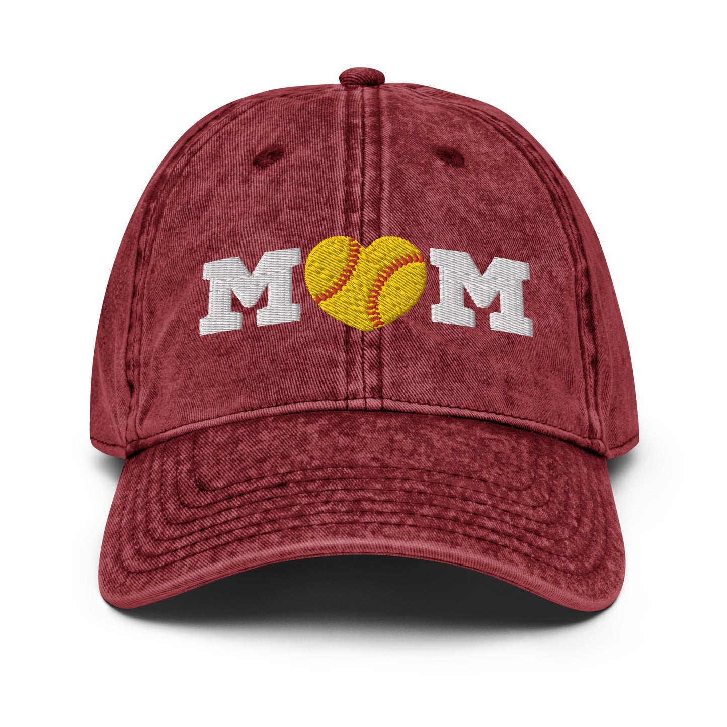 Softball Mom Heart Vintage Cotton Twill Cap
