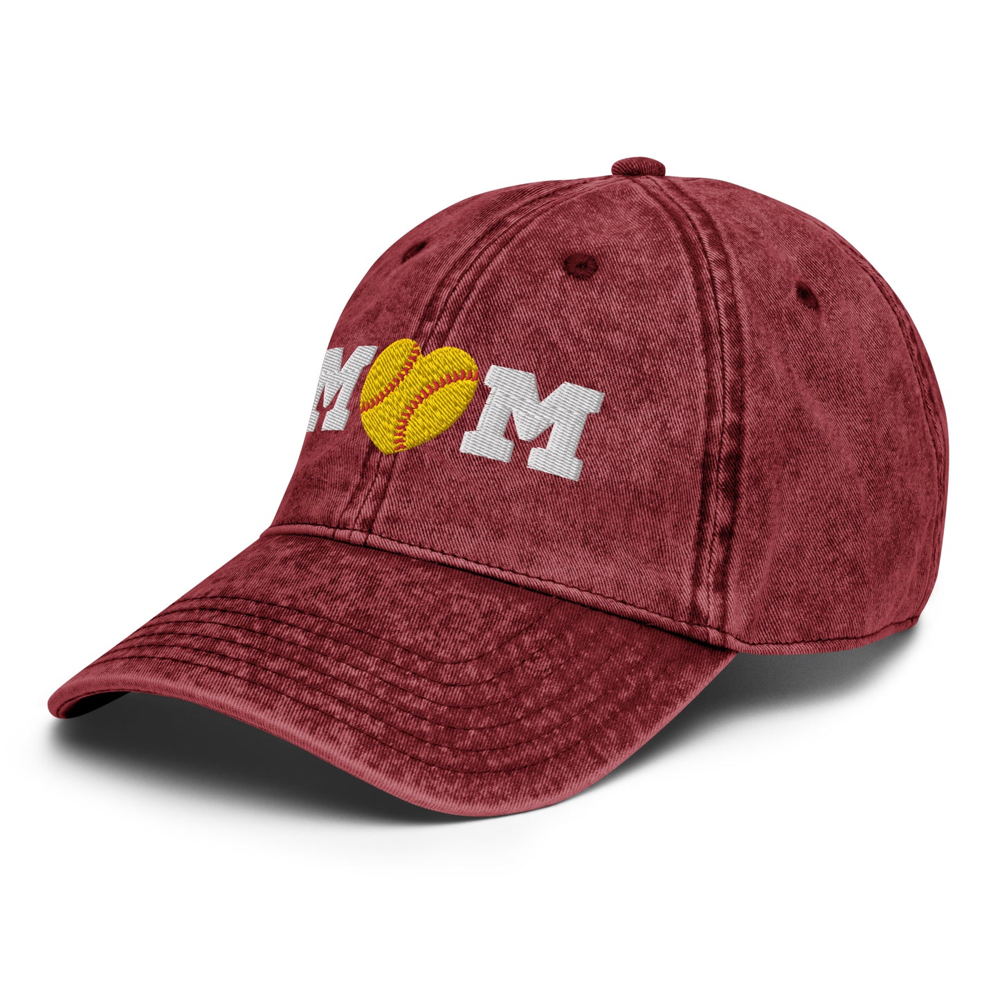Softball Mom Heart Vintage Cotton Twill Cap