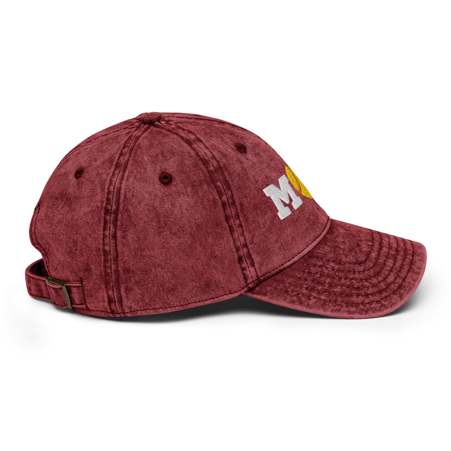 Softball Mom Heart Vintage Cotton Twill Cap