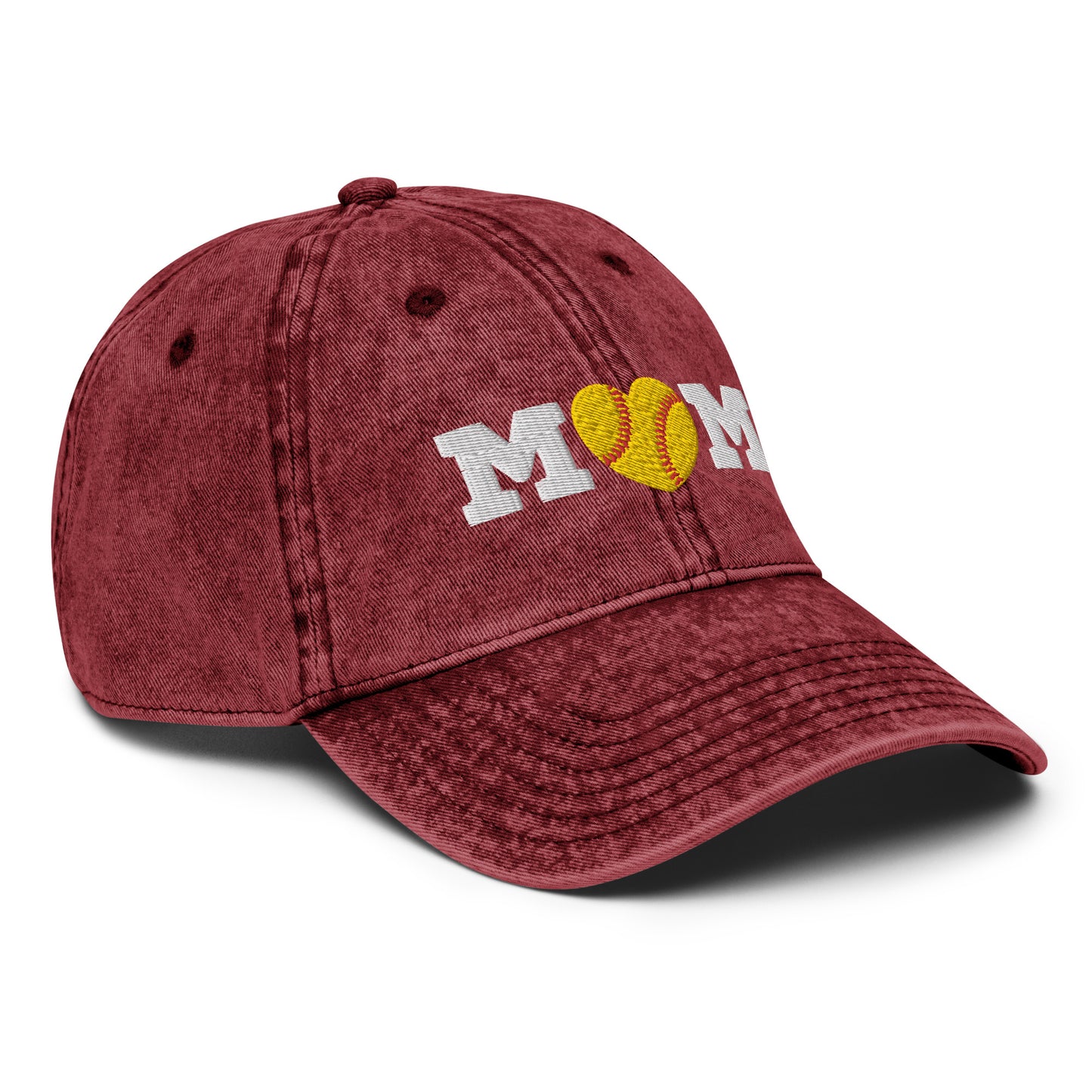 Softball Mom Heart Vintage Cotton Twill Cap