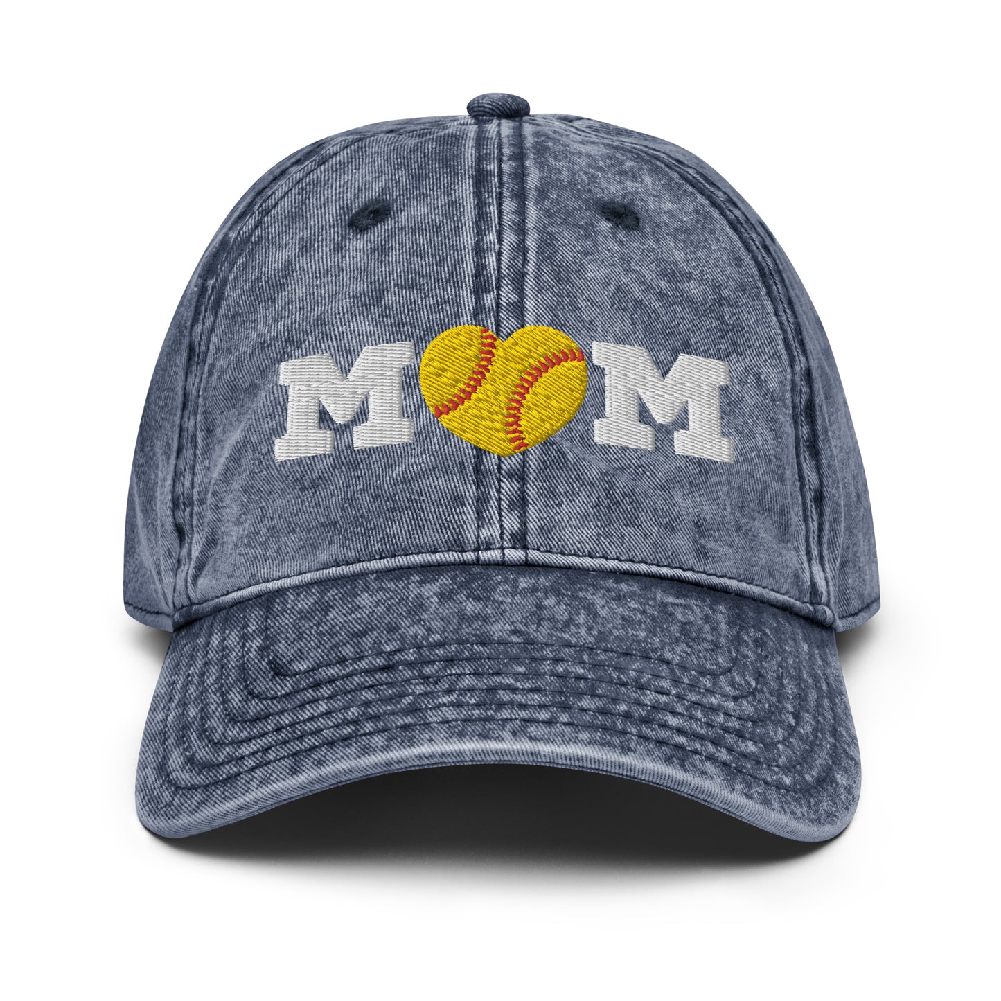 Softball Mom Heart Vintage Cotton Twill Cap