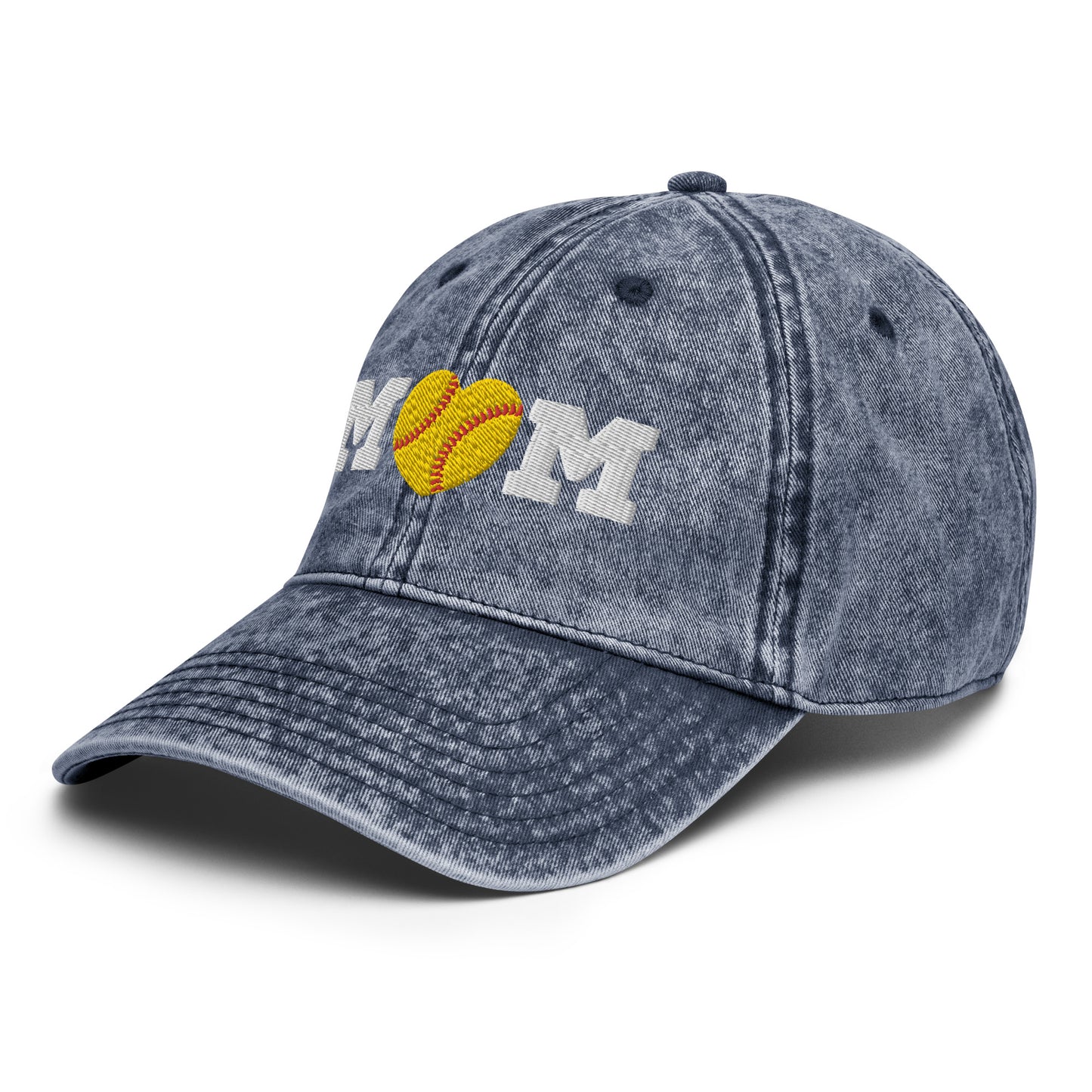 Softball Mom Heart Vintage Cotton Twill Cap