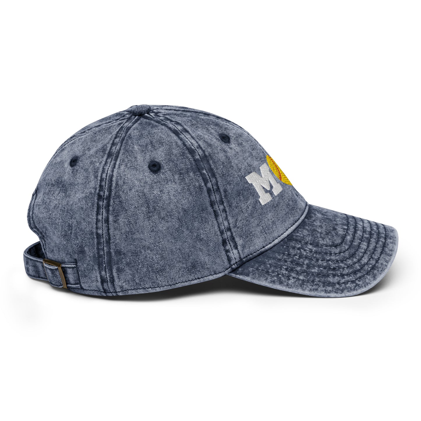 Softball Mom Heart Vintage Cotton Twill Cap