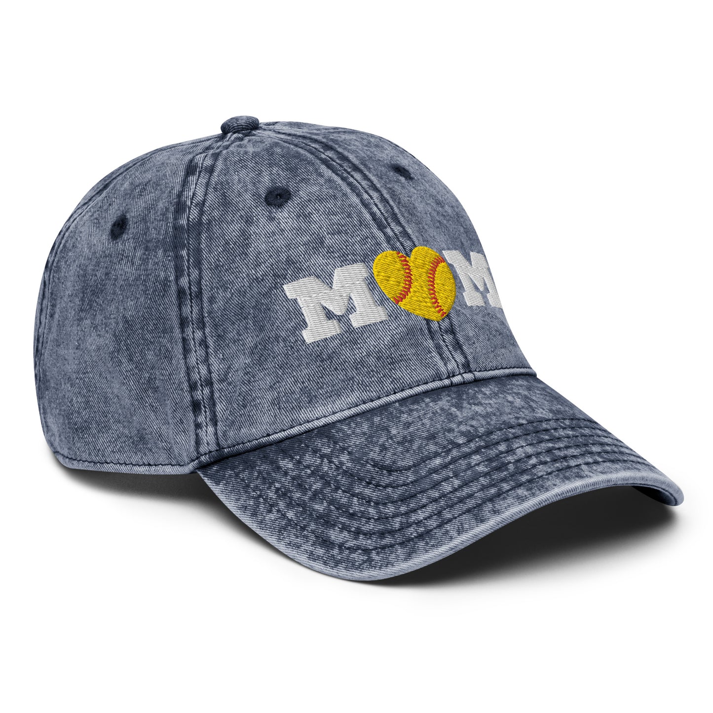 Softball Mom Heart Vintage Cotton Twill Cap
