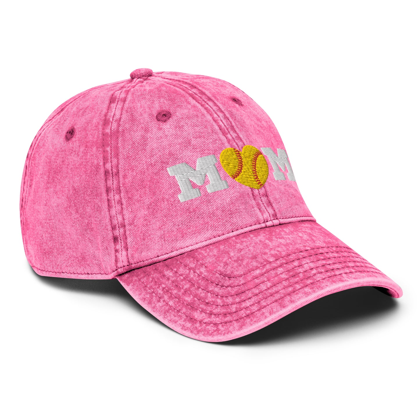 Softball Mom Heart Vintage Cotton Twill Cap