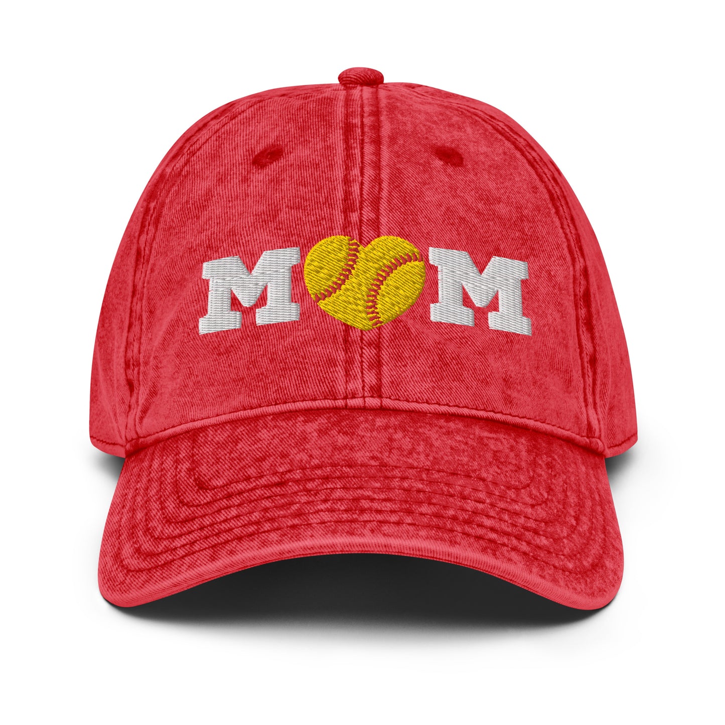 Softball Mom Heart Vintage Cotton Twill Cap