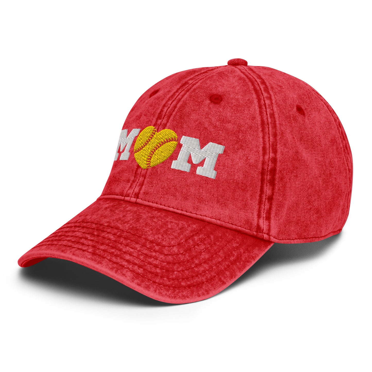 Softball Mom Heart Vintage Cotton Twill Cap