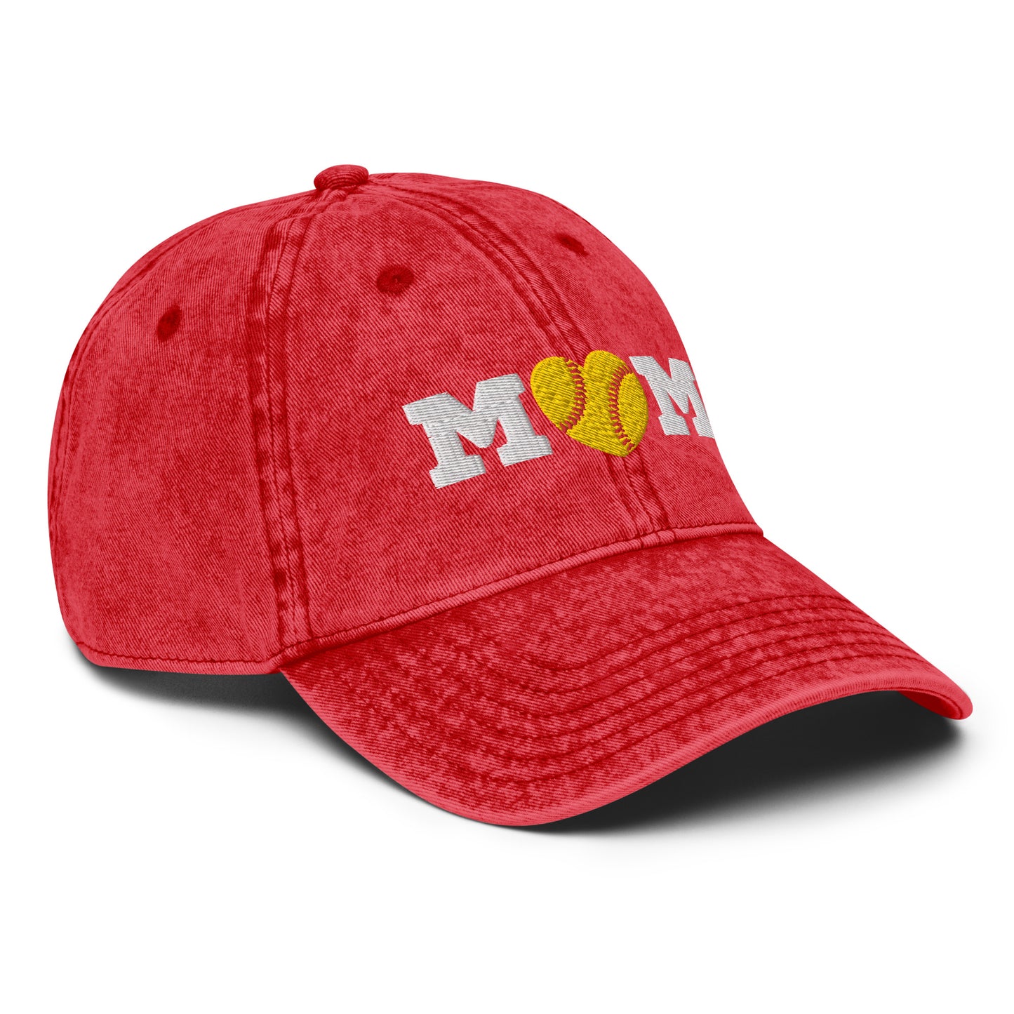 Softball Mom Heart Vintage Cotton Twill Cap