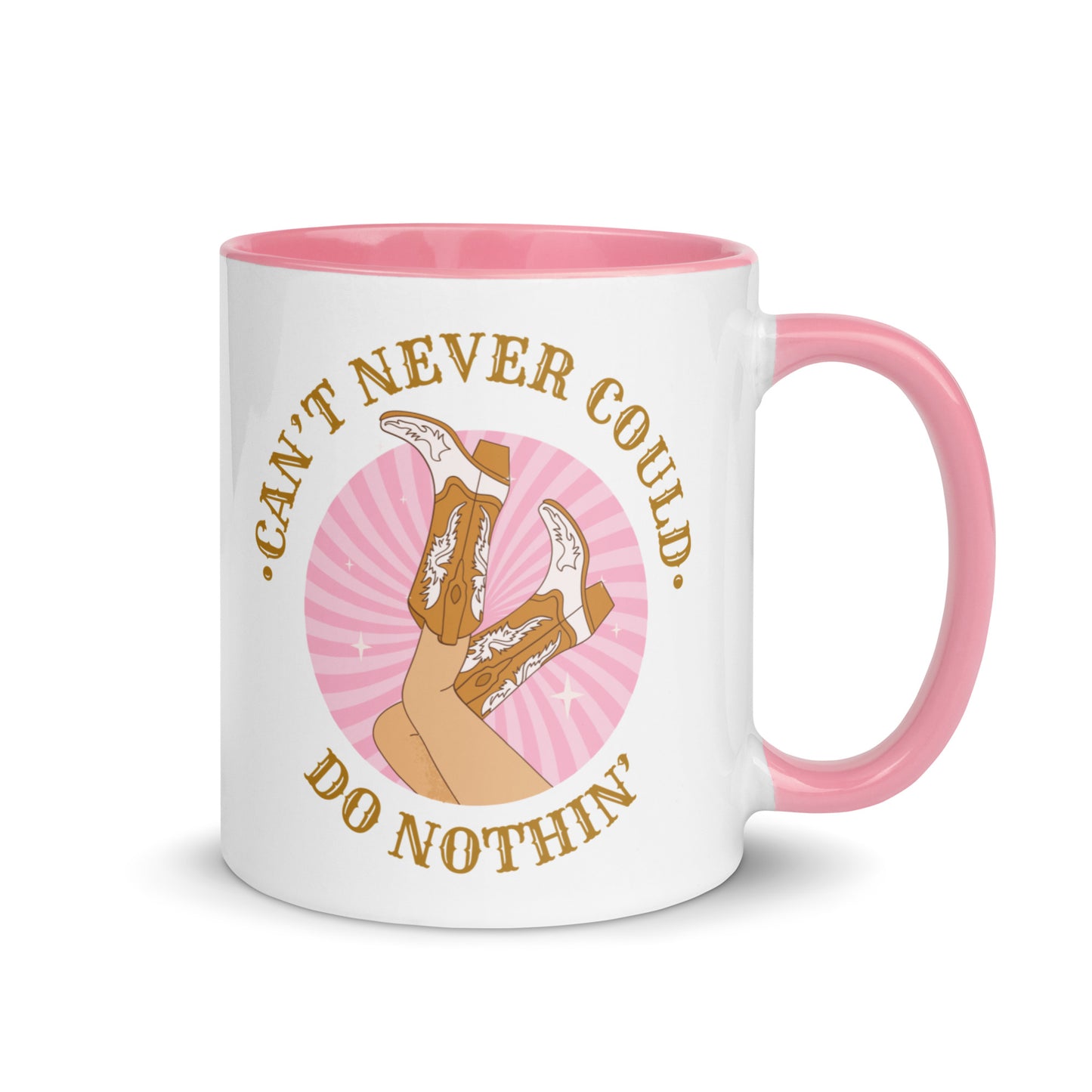 Can't Never Could Cowgirl Mug with Color Inside