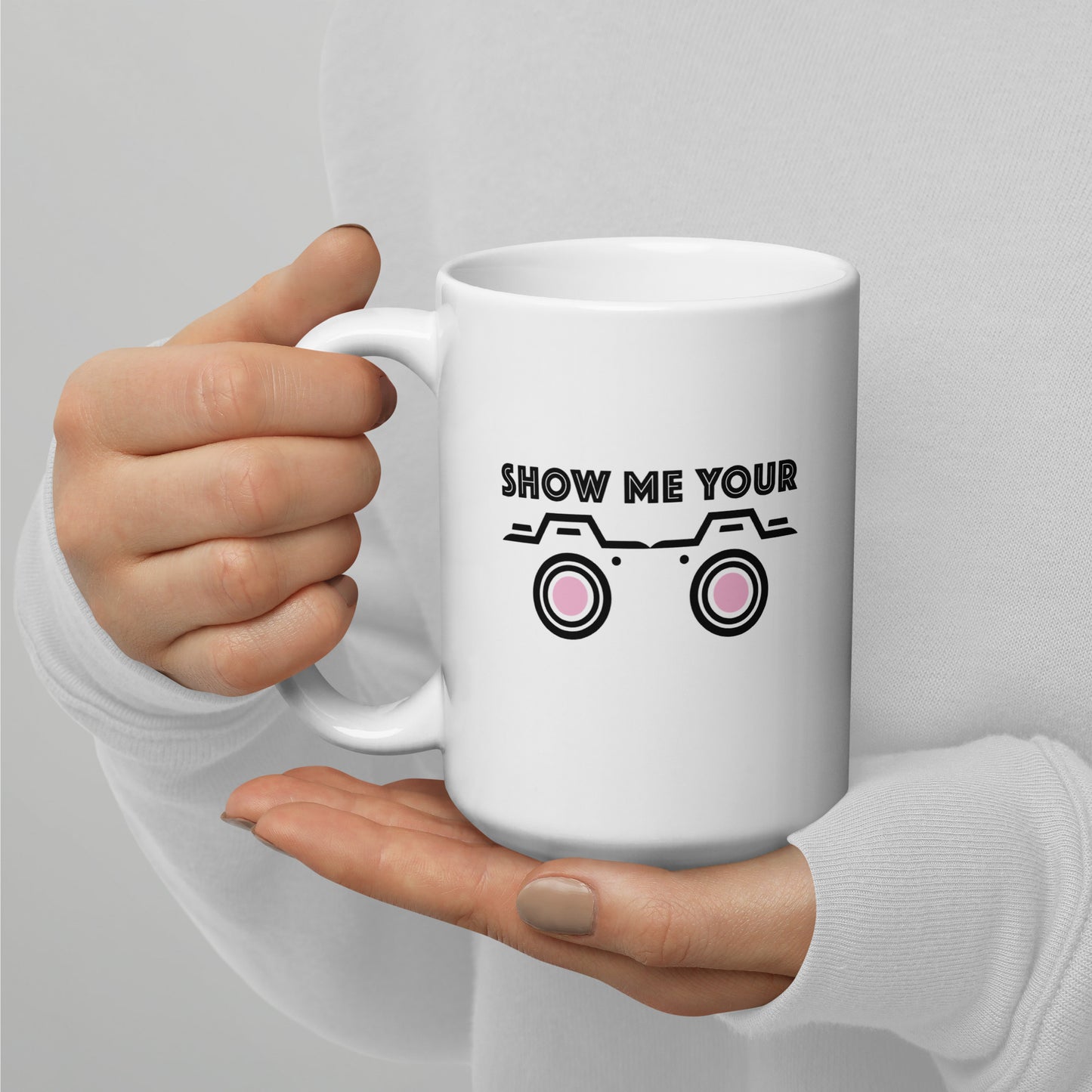 SHOW ME YOUR...CAMERAS White glossy mug