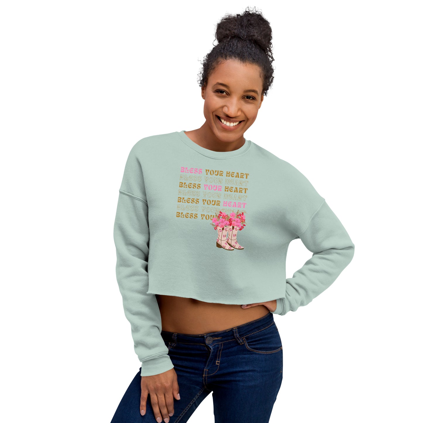 Bless your Heart - Flowers Crop Sweatshirt