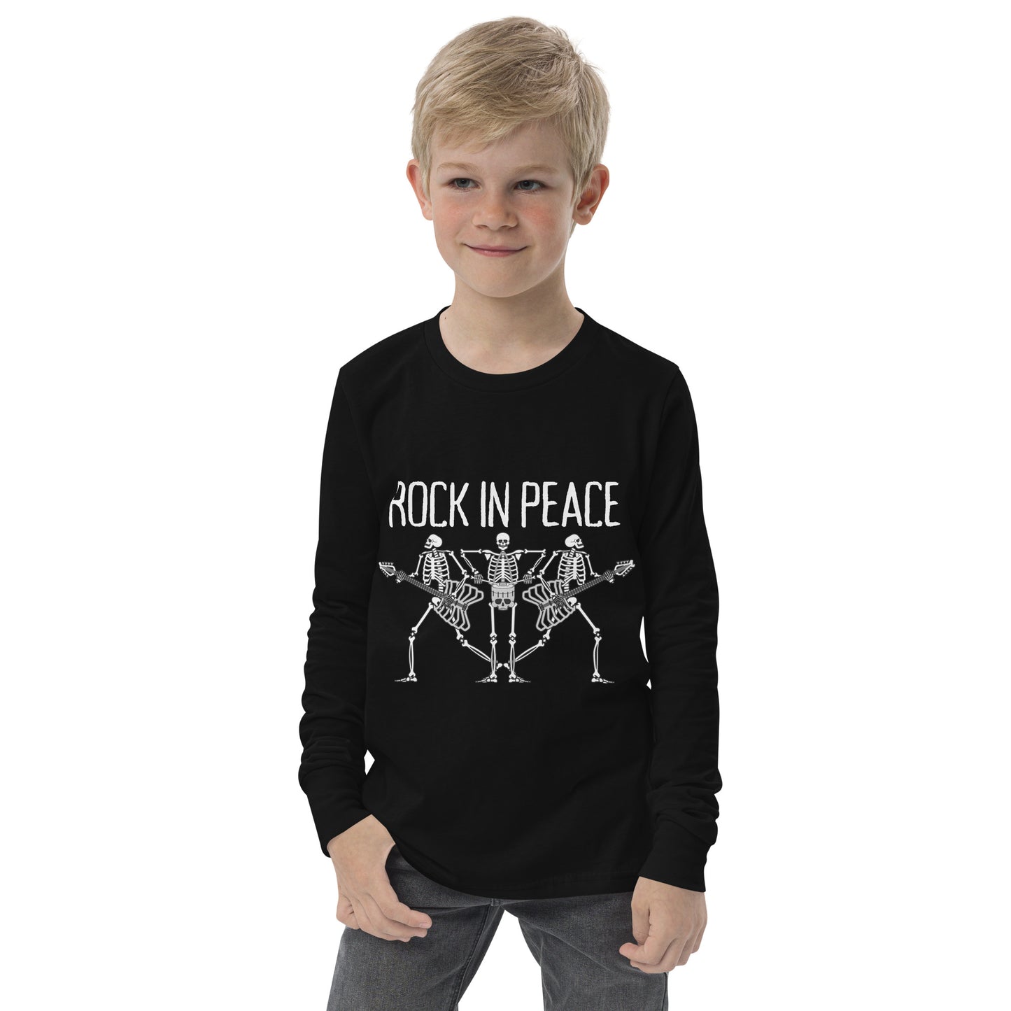 Rock in Peace Skeleton Band Youth long sleeve tee