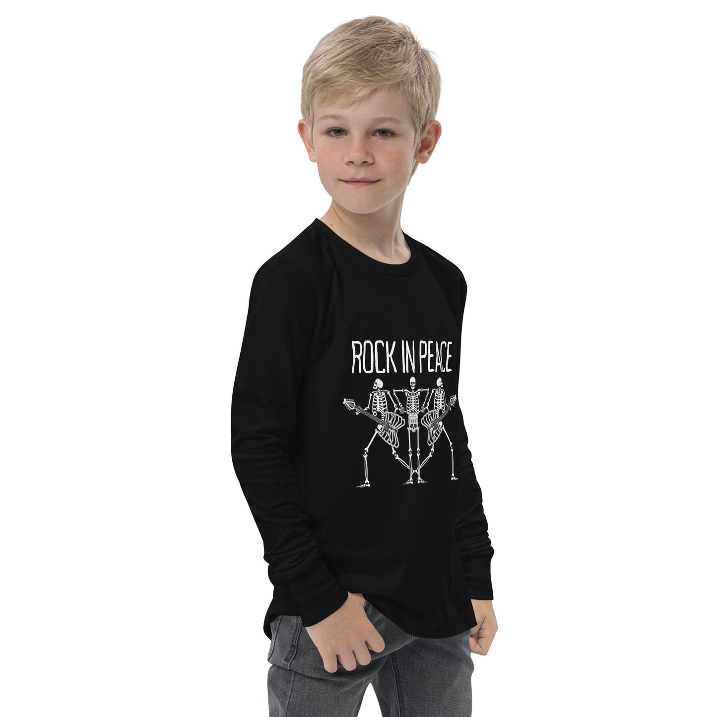 Rock in Peace Skeleton Band Youth long sleeve tee