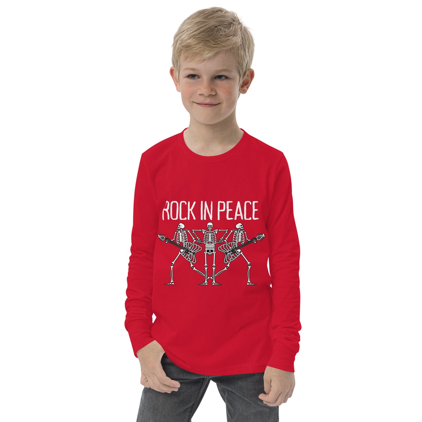 Rock in Peace Skeleton Band Youth long sleeve tee