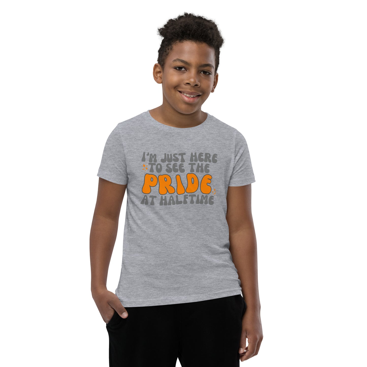 Just Here to see the Pride at Halftime GROOVY Youth Short Sleeve T-Shirt