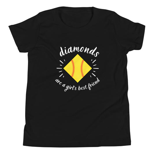 Diamonds are a Girl's Best Friend white Youth Short Sleeve T-Shirt