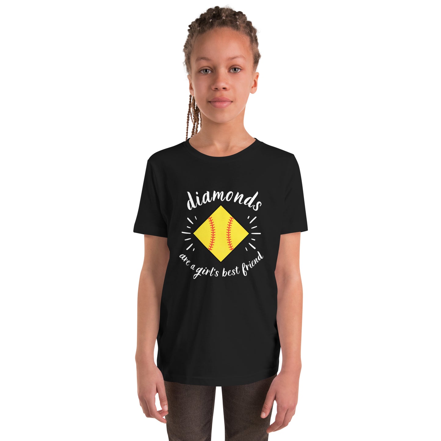 Diamonds are a Girl's Best Friend white Youth Short Sleeve T-Shirt