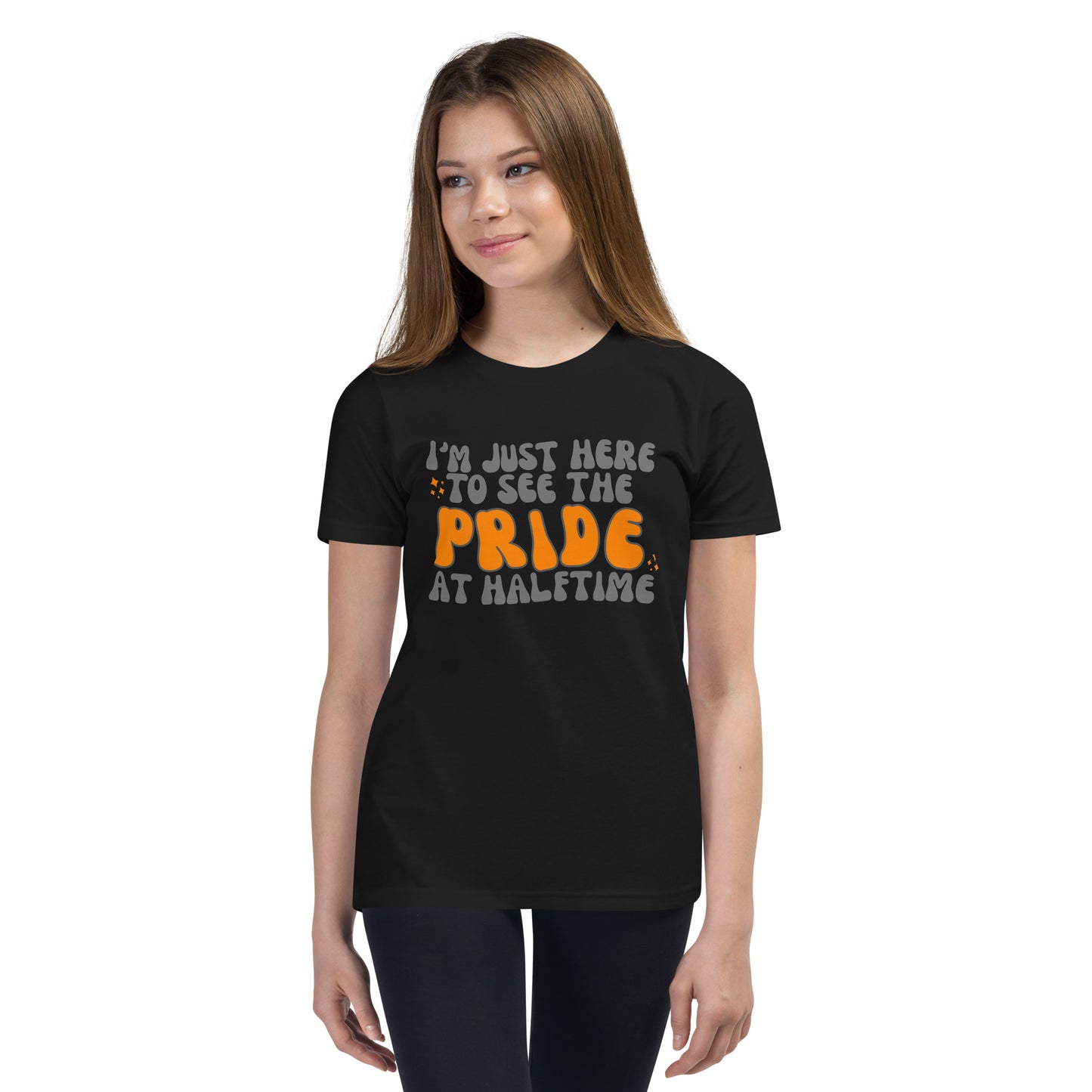 Just Here to see the Pride at Halftime GROOVY Youth Short Sleeve T-Shirt